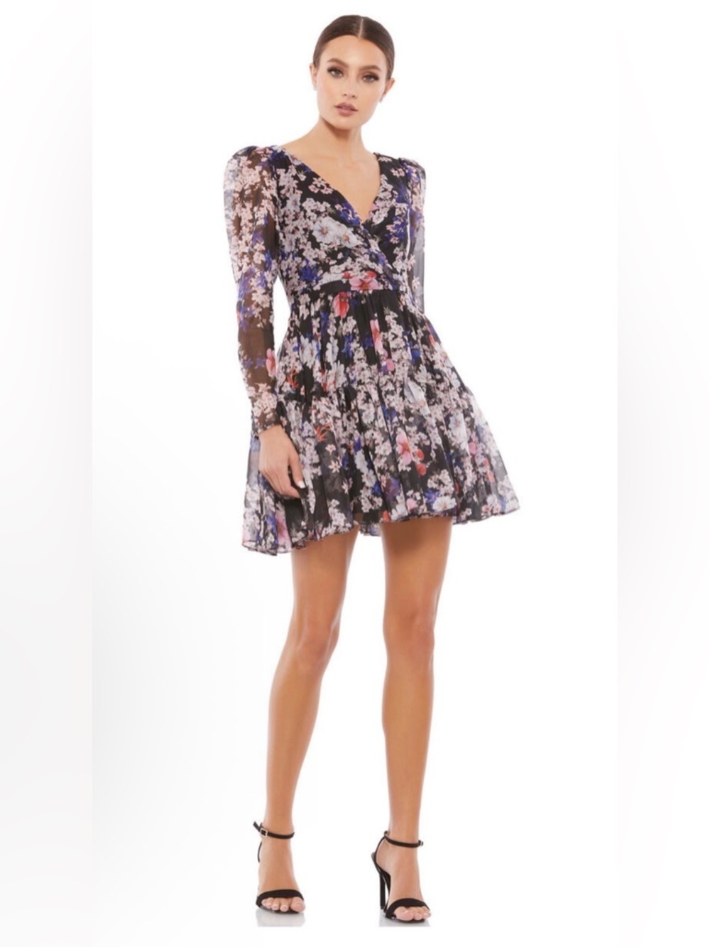 Ieena for Mac Duggal 55423 Long Sleeve Floral Dress Size 0 NWT